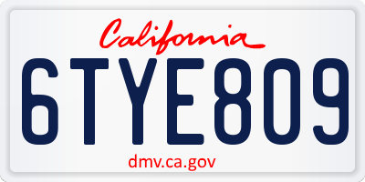 CA license plate 6TYE809