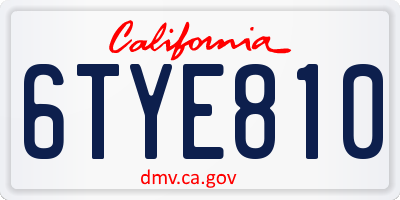CA license plate 6TYE810