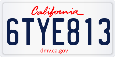 CA license plate 6TYE813