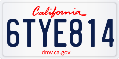 CA license plate 6TYE814