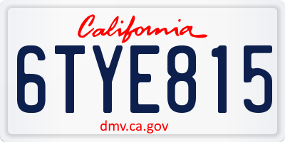 CA license plate 6TYE815