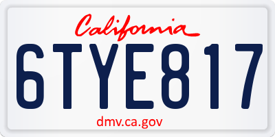 CA license plate 6TYE817