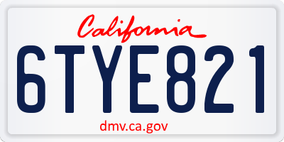 CA license plate 6TYE821
