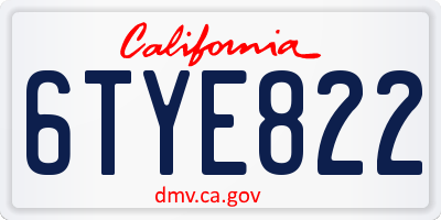 CA license plate 6TYE822