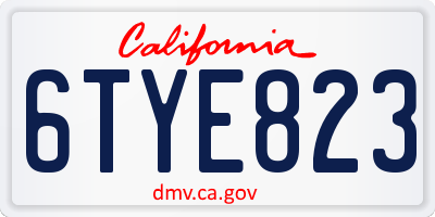 CA license plate 6TYE823