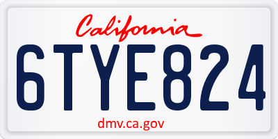 CA license plate 6TYE824