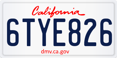CA license plate 6TYE826