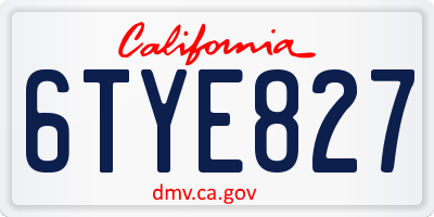 CA license plate 6TYE827