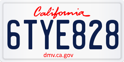 CA license plate 6TYE828