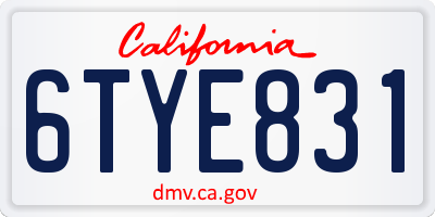 CA license plate 6TYE831