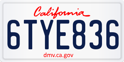 CA license plate 6TYE836