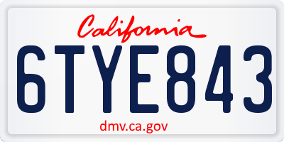 CA license plate 6TYE843