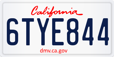 CA license plate 6TYE844