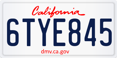 CA license plate 6TYE845