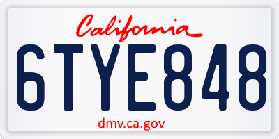 CA license plate 6TYE848