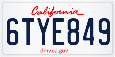 CA license plate 6TYE849