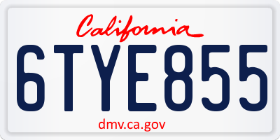 CA license plate 6TYE855