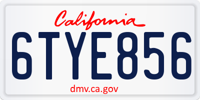 CA license plate 6TYE856