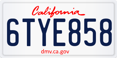 CA license plate 6TYE858