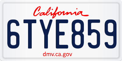 CA license plate 6TYE859