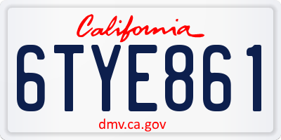 CA license plate 6TYE861