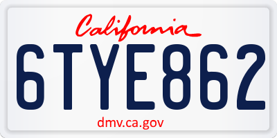CA license plate 6TYE862