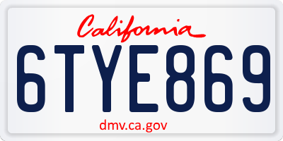 CA license plate 6TYE869
