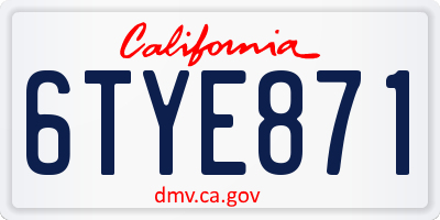 CA license plate 6TYE871
