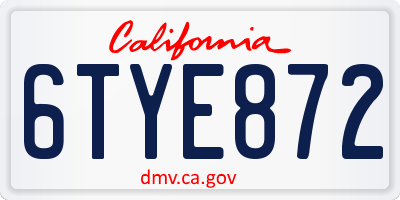 CA license plate 6TYE872