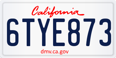 CA license plate 6TYE873