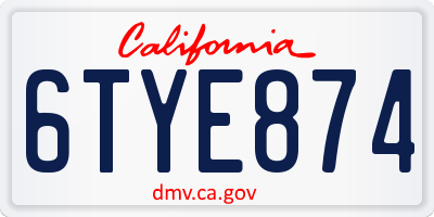 CA license plate 6TYE874