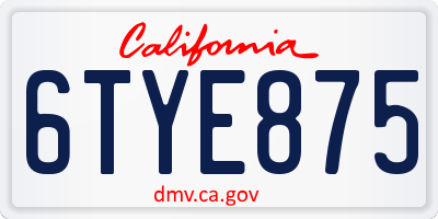 CA license plate 6TYE875