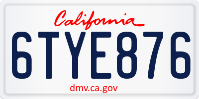CA license plate 6TYE876