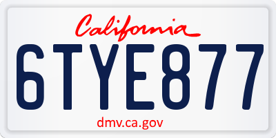 CA license plate 6TYE877