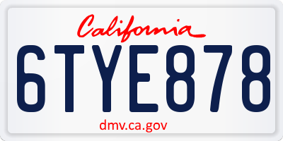 CA license plate 6TYE878