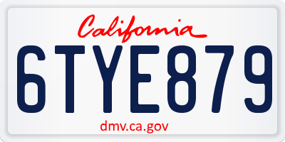 CA license plate 6TYE879