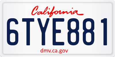 CA license plate 6TYE881