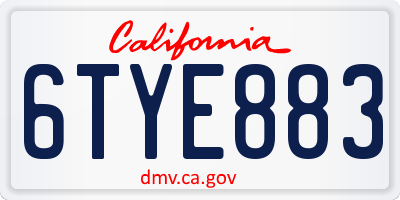 CA license plate 6TYE883