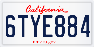 CA license plate 6TYE884