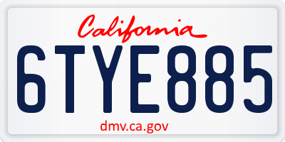 CA license plate 6TYE885