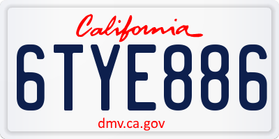 CA license plate 6TYE886