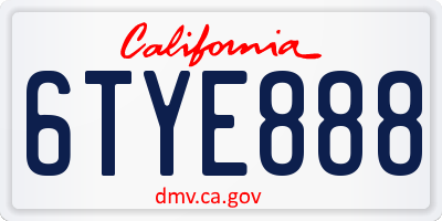 CA license plate 6TYE888