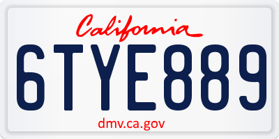 CA license plate 6TYE889