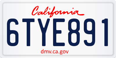 CA license plate 6TYE891