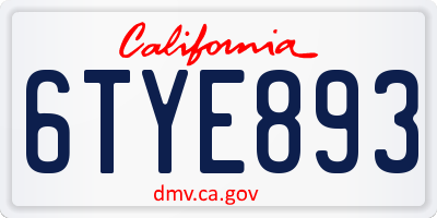 CA license plate 6TYE893