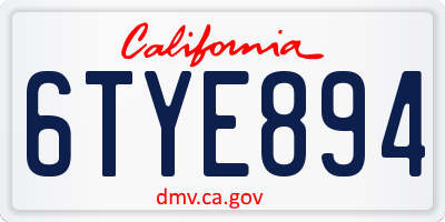 CA license plate 6TYE894