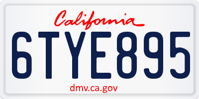 CA license plate 6TYE895