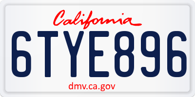 CA license plate 6TYE896
