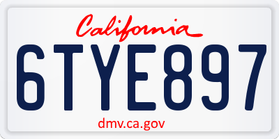CA license plate 6TYE897