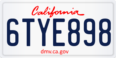 CA license plate 6TYE898